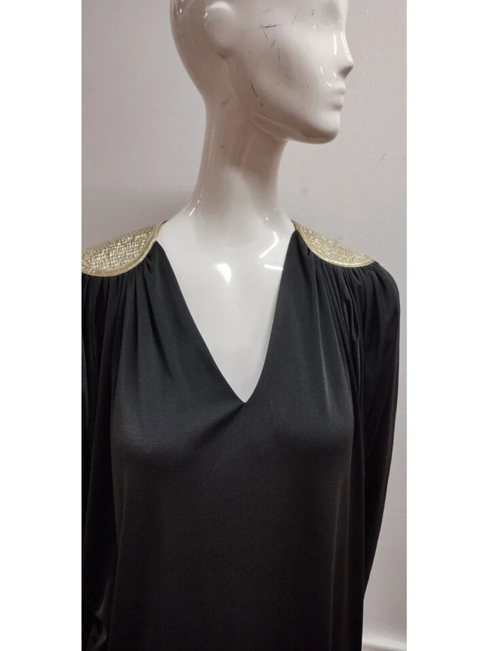 Bill Tice Black Disco Mini Dress Long Sleeve Studio 54 Chic AVANTE-GARDE 70s M/L